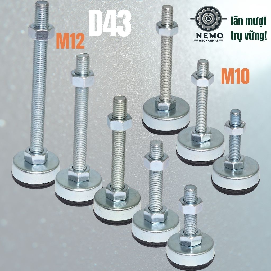 Chân Tăng Chỉnh Chống Rung – Đế Nylon, Cân Bằng Máy Móc (M10, M12)